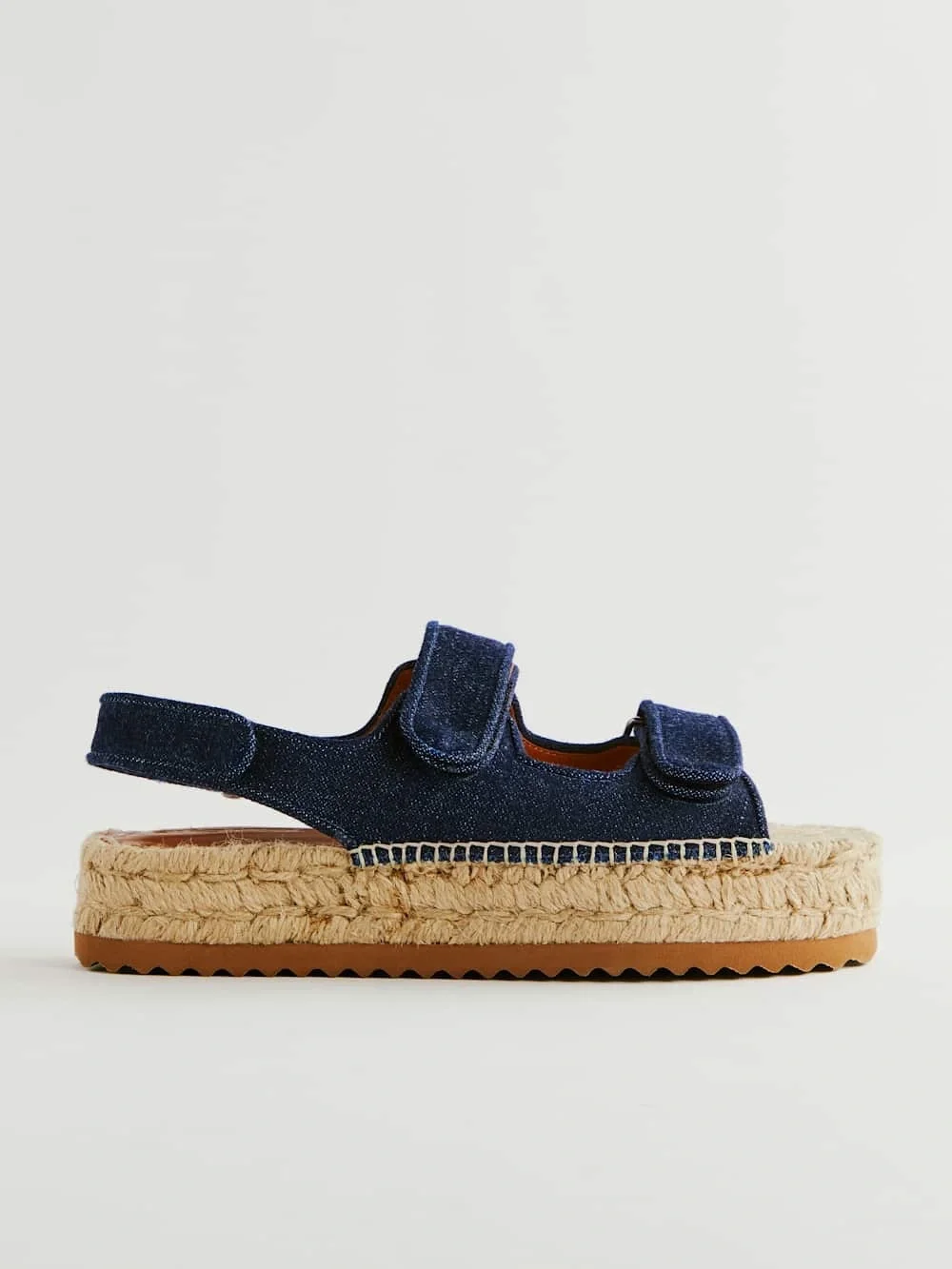 New! Reformation Trinity Sport Dark Blue Denim Espadrille Platform Sandals 💙 9